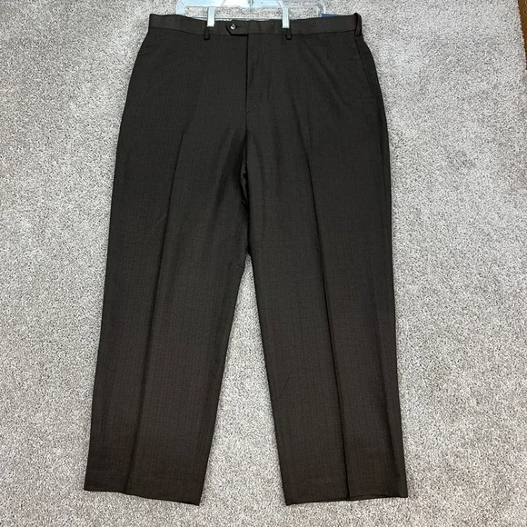 Croft Barrow Dress Pants Mens 36x30 Brown Straight Leg Flat Front‎ Classic NEW