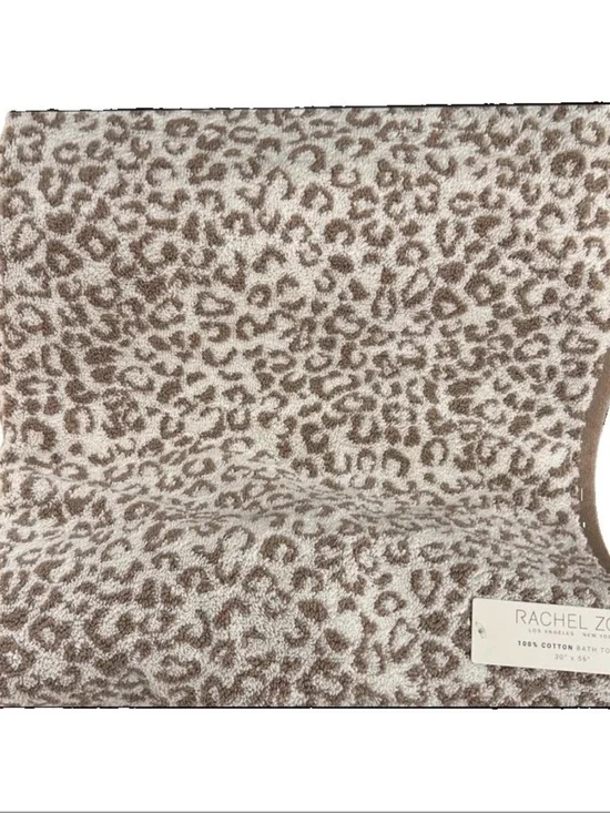 Rachel Zoe Animal Print Brown Cotton Bath Towels with Locker Loop 30”x56”