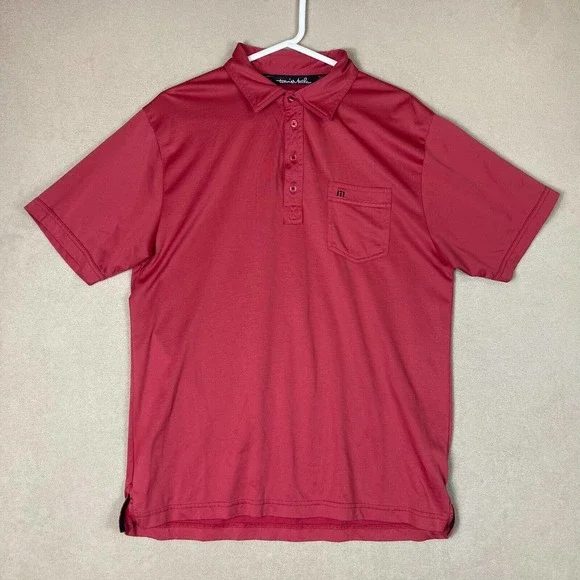 Travis Mathew Polo Shirt Adult Large Red Short Sleeve Golf‎ Rugby Mens