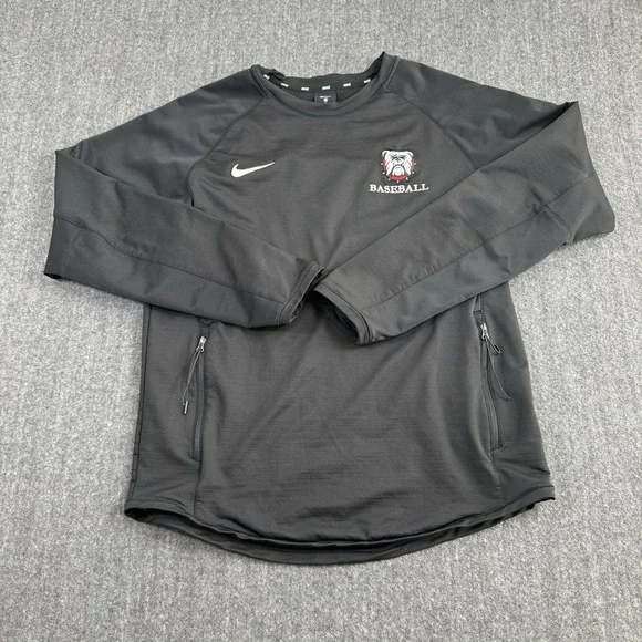 Nike Men's M Baseball Pullover Black Bulldog Embroidered Long Sleeve Training