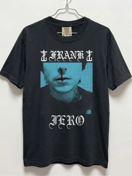 Frank Iero Bloody Nose Blue My Chemical Romance Band T-Shirt