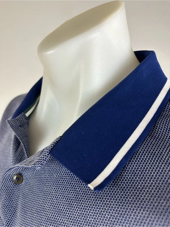 Ted Baker Knit Polo with Contrast Navy Collar and White Piping
