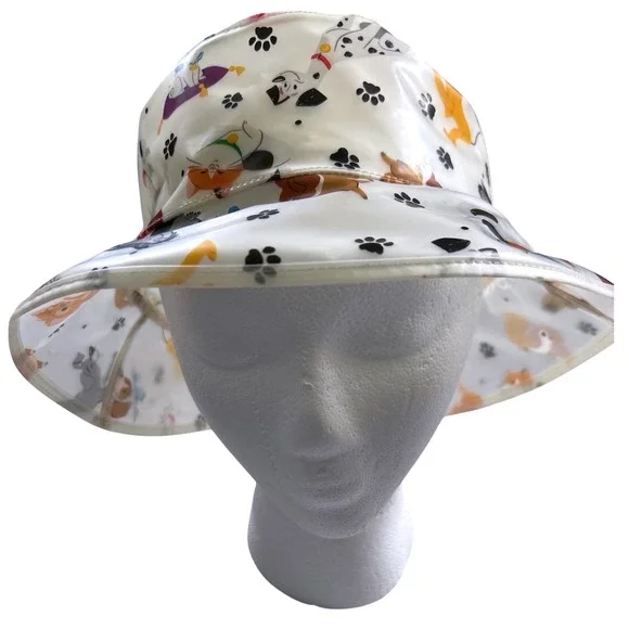 Disney Parks Reigning Cats and Dogs Rain Bucket PVC Vinyl Hat Clear Rain Gear