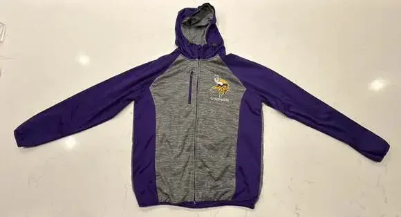 NFL Minnesota Vikings Full-Zip Hoodie Size M Heather Gray Purple