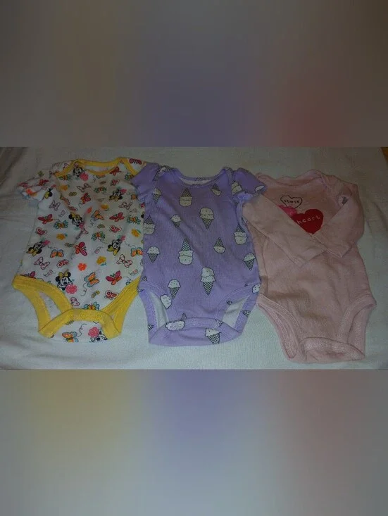 NWOT Baby Girls Multi-Pack One-Piece Bodysuits - Purple, Pink, White