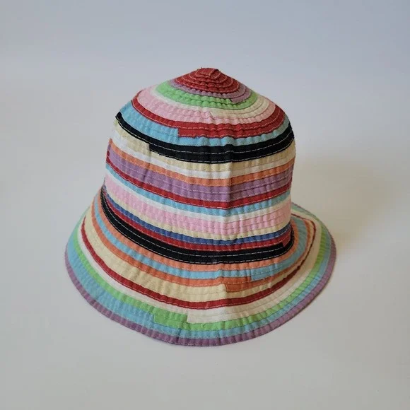 Filippo Catarzi Bucket Hat Multicolor Woven Stripe Ribbon Festival Vintage Y2K‎