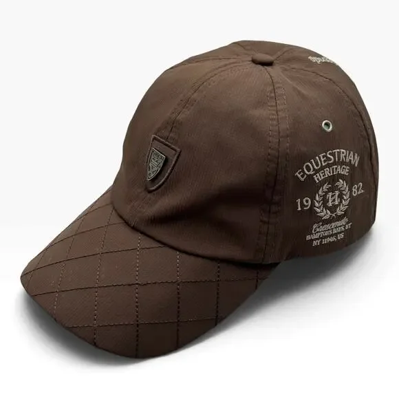 Cresc HZ Crescendo Equestrian Heritage Brown Quilted Strapback Hat Cap