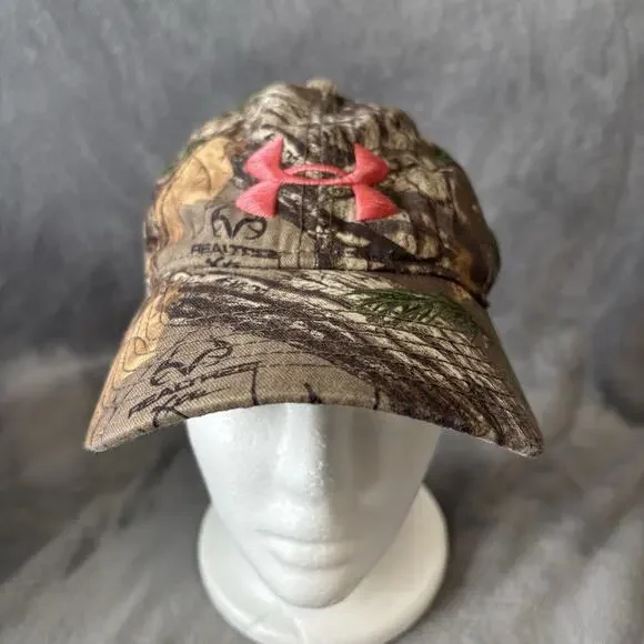 Under Armour Hat Womens Strapback OFSA RealTree Camo Camouflage Pink‎ Logo Hunt
