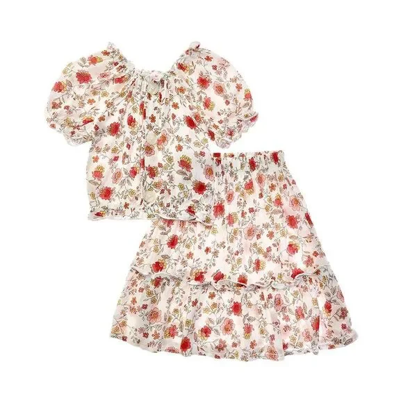 Marion Girls 2Pc Stretch Top & Skirt Set