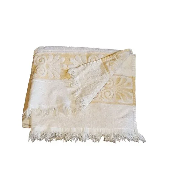 Vintage Cannon Monticello 1 Bath Towel Cream Yellow Sculpted 43x21