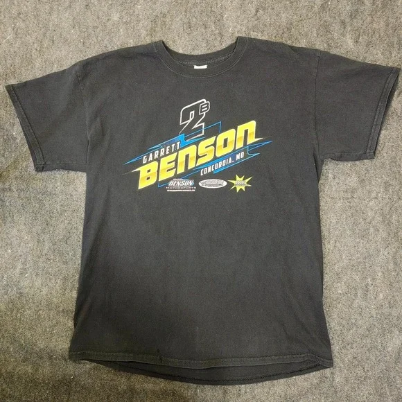 Gildan Garrett Benson Racing T-Shirt Mens Large Black Nathan Benson Motorsports