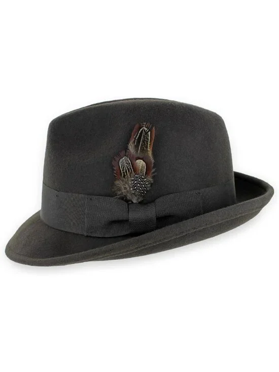 Vintage Wool Trilby Fedora Hat for Men & Women - Snap Brim, Classic Style
