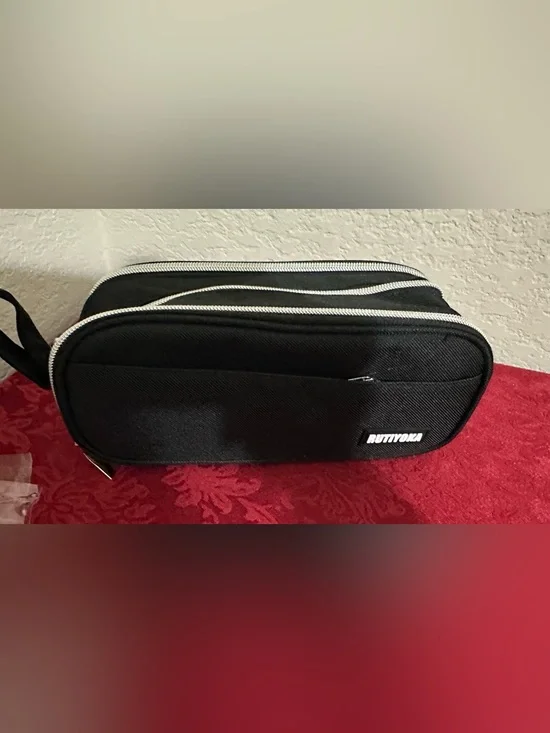 Black Dual-Zip Pencil Case