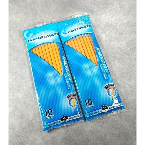 2 Pack New Paper Mate American Classic Wood Pencils‎ 10 Count Each HB #2 USA NOS