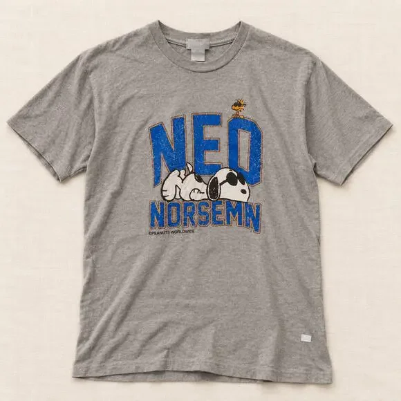Vintage 90s Peanuts Snoopy NED Norsemen T-Shirt Third Street USA Size Large