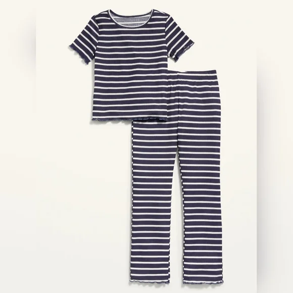 NWTIB Old Navy Rib-Knit Lettuce-Edge Flared Leg Pajama Set for Girls XL (14-16)