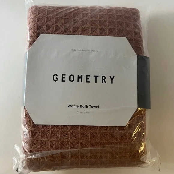 Geometry Waffle Bath Towel Dusty Rose Brown Geoweave Recycled 31x57