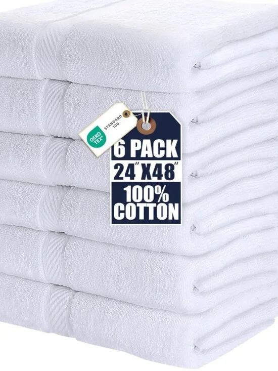 Brand New Utopia Towels 6-Pack White Bath Towels (24 x 48 Inches)