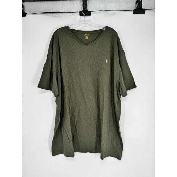 Polo Ralph Lauren T Shirt 3XL Big 3XB Olive Moss Pony Logo Short Sleeve V Neck
