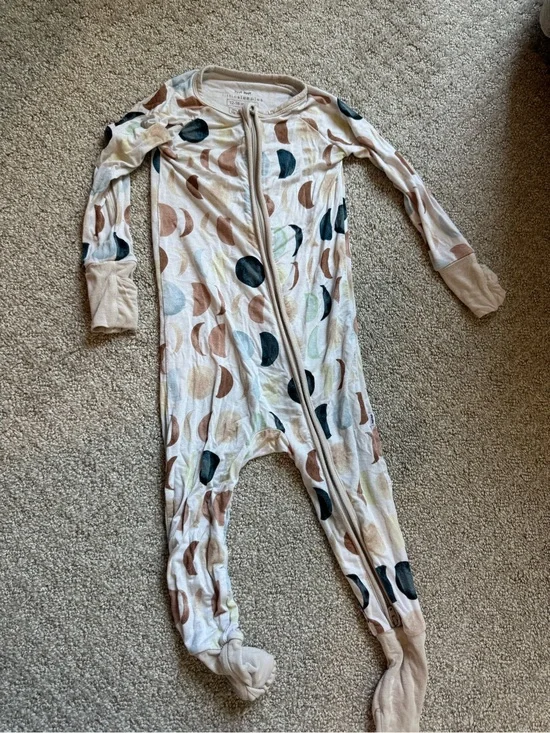 Little Sleepies Beige Moon & Neutral Crescent Footed One-Piece
