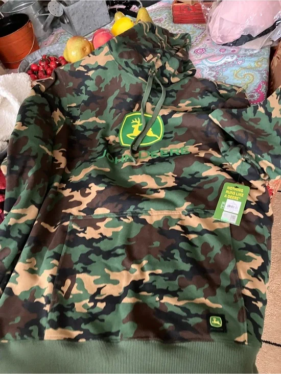 John Deere Camo Hoodie - Green/Brown Size XL