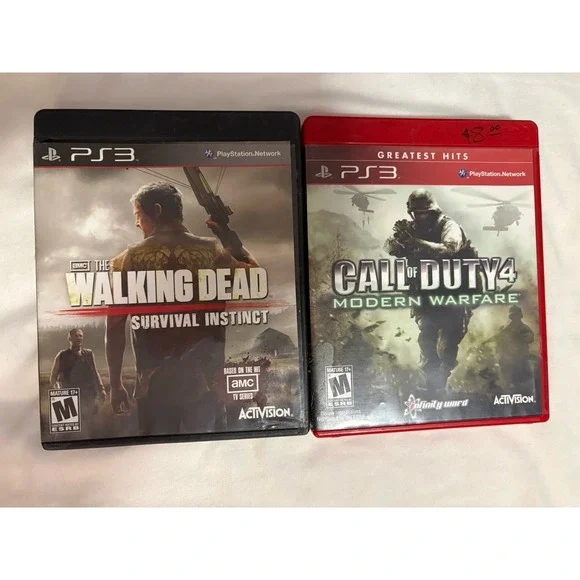 PS3 Game Lot 2 Video Games Call Of Duty 4 Modern Warfare &‎ Walking Dead CIB