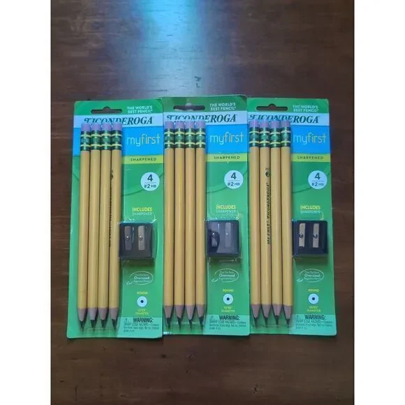 Ticonderoga My First Pencil #2‎ HB 4 Count W/ Sharpener 33309 LOT OF 3 New