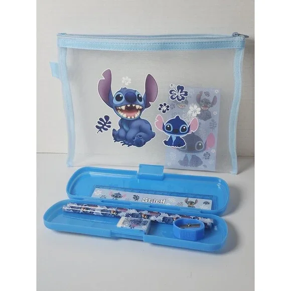 Lilo And Stitch Mesh Pencil Case With Stationary