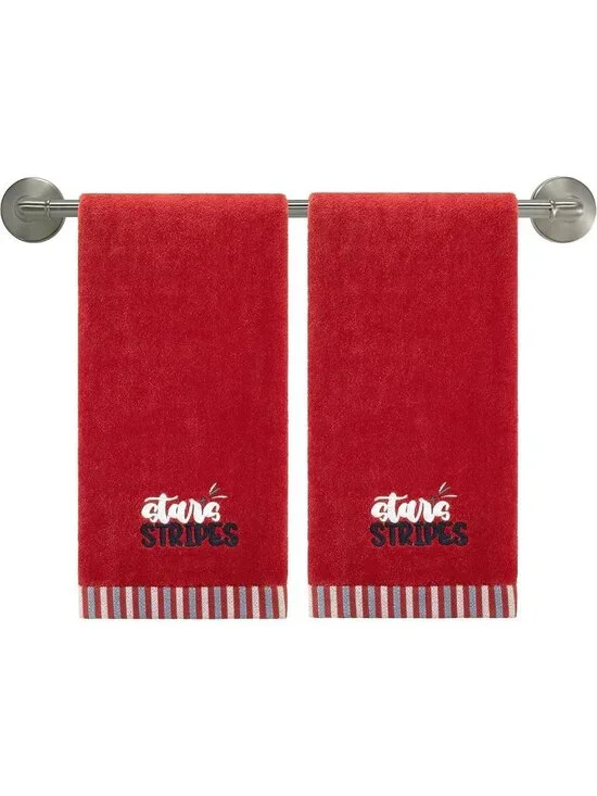 Soft & Absorbent Embroidered Hand Towel Set - 2 Pack, Perfect for Home & Bath