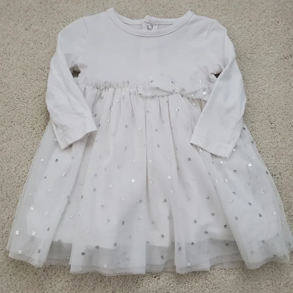 Carter's Baby Girl Long Sleeve Tulle Polka Dot Dress sz6m