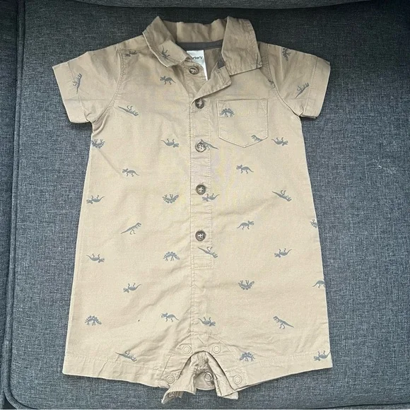 Carter's Beige Dinosaur Print Romper