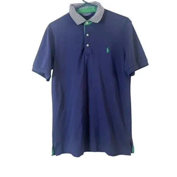 GOLF RALPH LAUREN PRO FIT POLO SHIRT NAVY/GREEN M