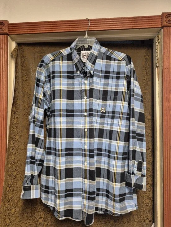 Cinch Men's long sleeve blue plaid button down shirt
