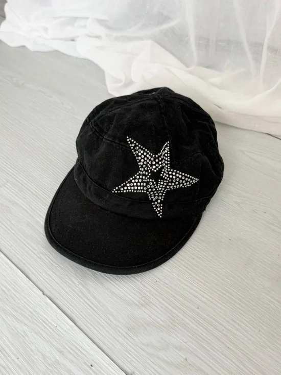 vintage y2k rhinestone star cadet cap