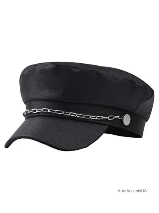 Women PU Newsboy Cabbie Baker Boy Peaked Beret Cap Yacht Sailor Hat