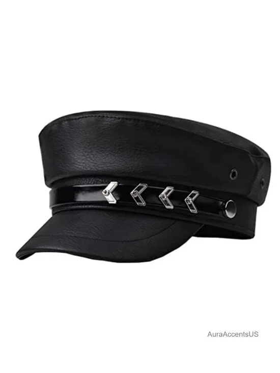 PU Leather Newsboy Cap Cabbie Baker Boy Hat Peaked Beret Sailor