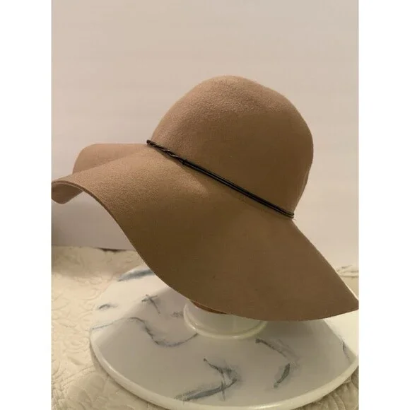 Wool Floppy Hat Wide Brim Chain Detail Coquette Whimsy Cottage Boho Festival