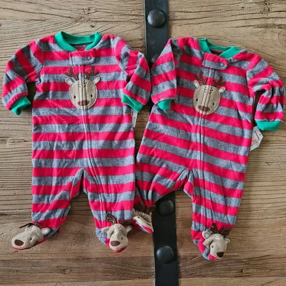 Baby Christmas Pajamas Twins Bundle 3M New