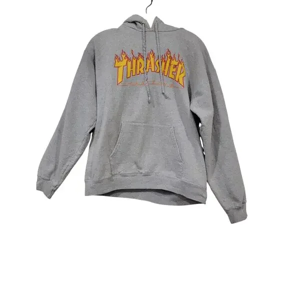 Thrasher Small Flame Magazine Graphic Grey Hoodie Sweatshirt Streetwear Skater