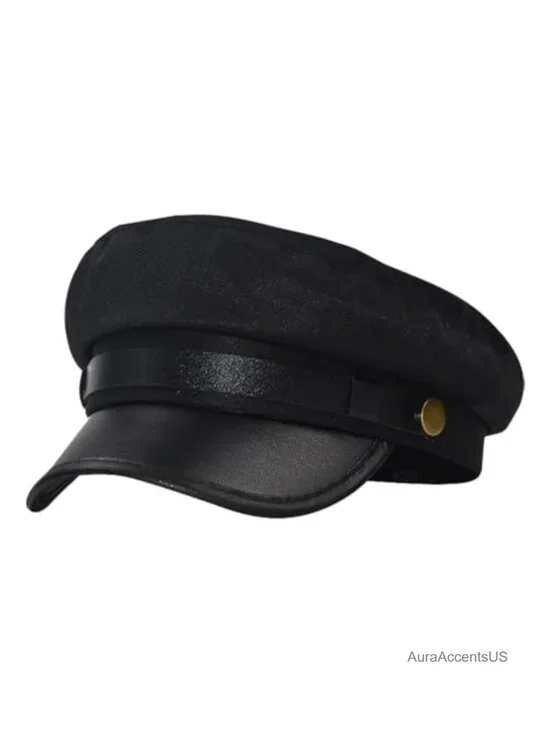 PU Leather Newsboy Cap Vintage Chauffeur Hat Casual Travel Outing