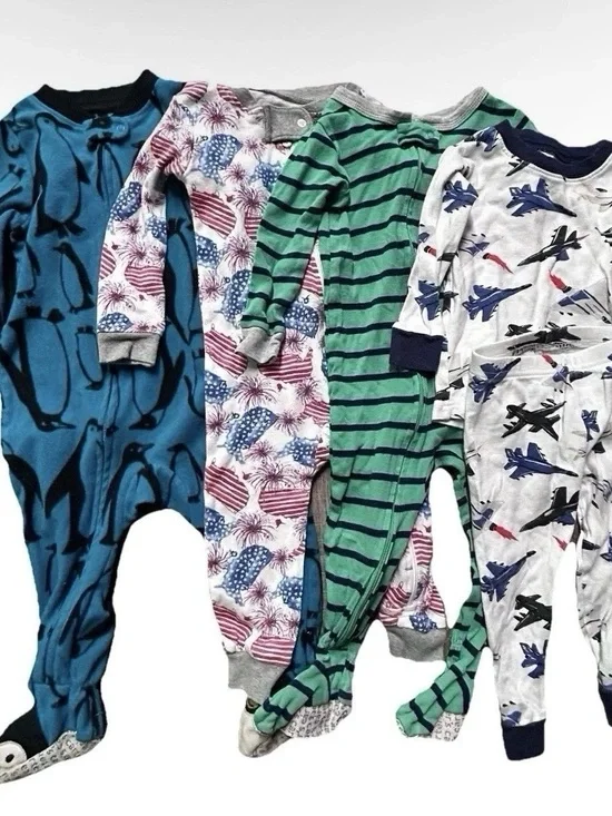 Baby Boy Pajamas Footies Set Burt’s Bees Baby Fleece Size 12 Months