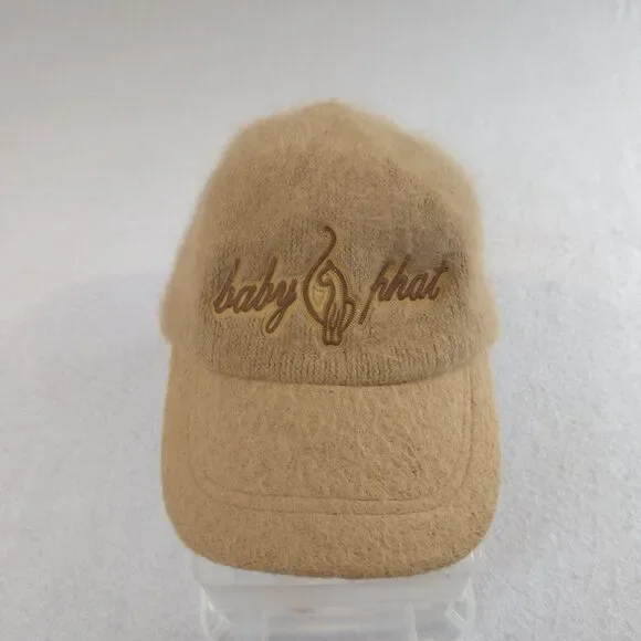 Vintage Y2K Baby Phat Hat Fuzzy Cat Logo Tan Hip Hop 00s Rare