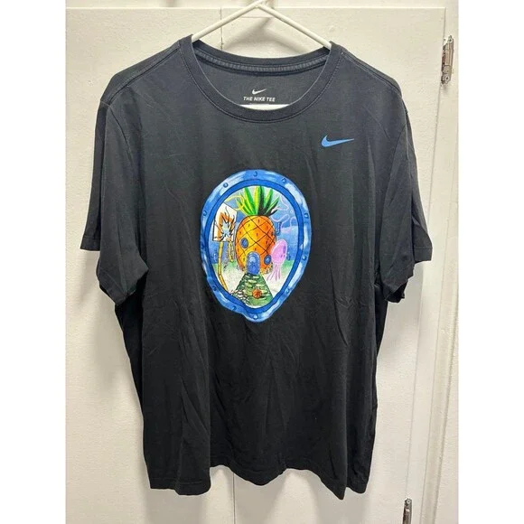 Nike Kyrie Irving x Spongebob Dri-Fit T-Shirt Mens Size XL Black Graphic Tee