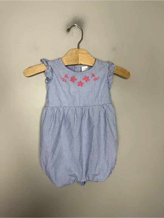 $7 ADD ON Carters romper STRIPE EMBROIDERED EASY PEASY‎ MODERN MOMENTS 18-24