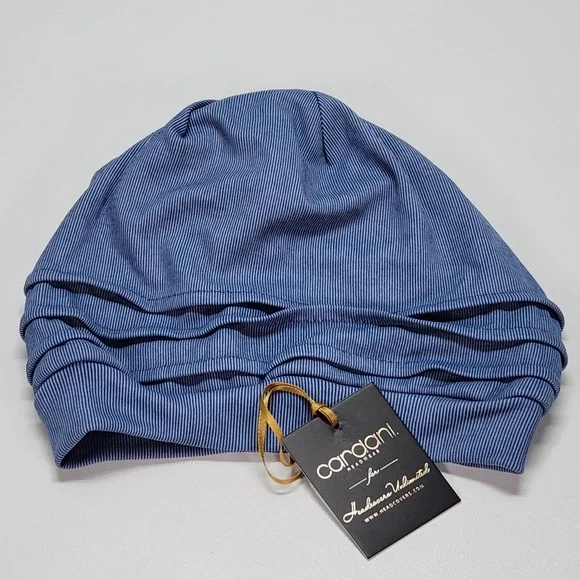 Cardani Slouchy Snood Turban Women One Size Blue New Ribbed Knit HA-90005-DNM