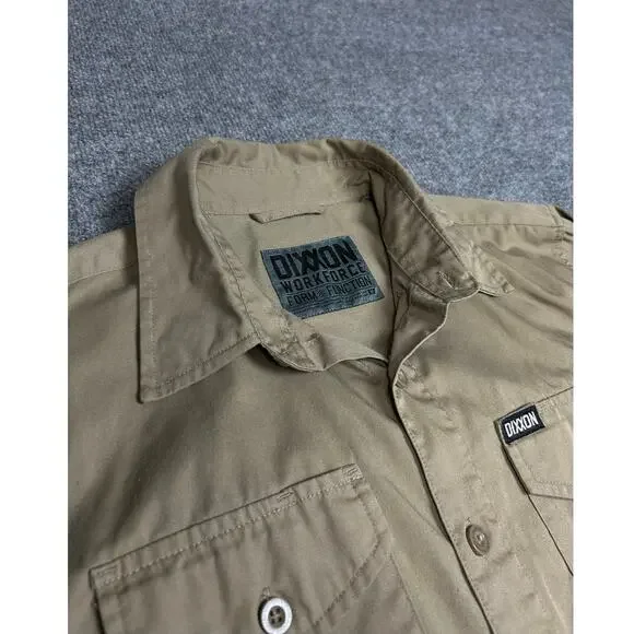 Dixxon Work Force Shirt Mens Medium Beige Mechanic Workwear Long Sleeve Tan
