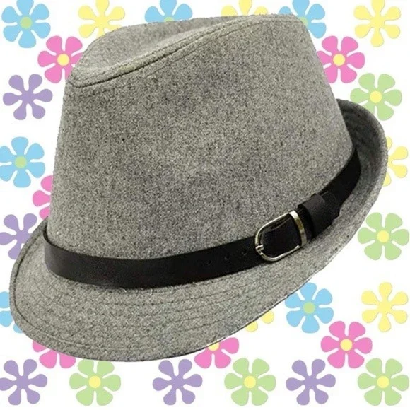 NEW Adult Unisex Grey Fedora Panama Hat Vegan Leather Band Vacay Cruise Travel