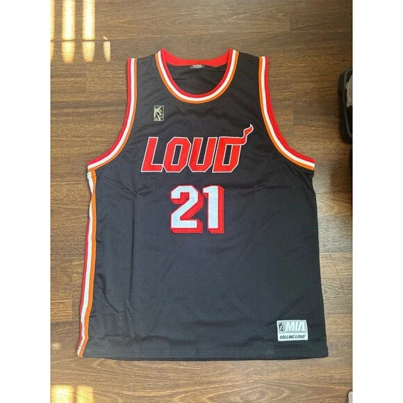 Rolling Loud Miami 2021 Authentic On Court Basketball Jersey Loud 21 Black Large