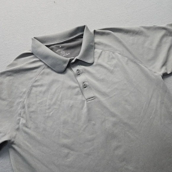 Fabletics Shirt Mens Large‎ Gray Performnce Polo Nylon Athletic Fit Golf