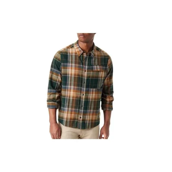 NWT Bass Outdoor Men's M Stretch Flannel Shirt Plaid Long Sleeve